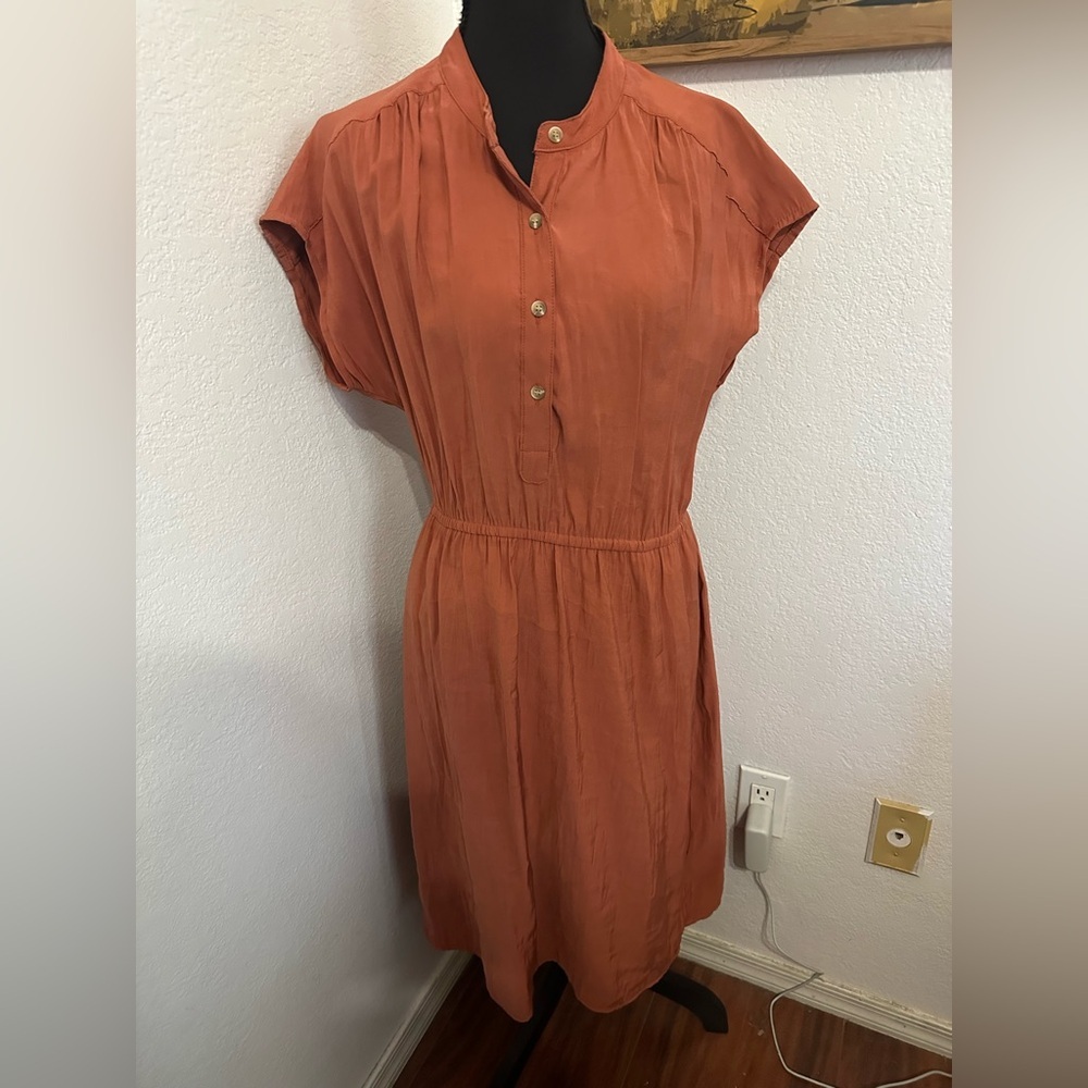 Bridge & Burn Lorane Midi Dress in Rust Orange - Size M